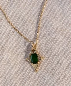 Zoe and Morgan Anastasia Necklace gold with Chrome Diopside