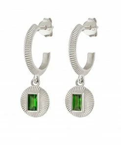 Zoe and Morgan Vera Earrings Silver with Chrome Diopside
