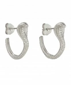Zoe and Morgan Silver Mini Cobra Hoop Earrings