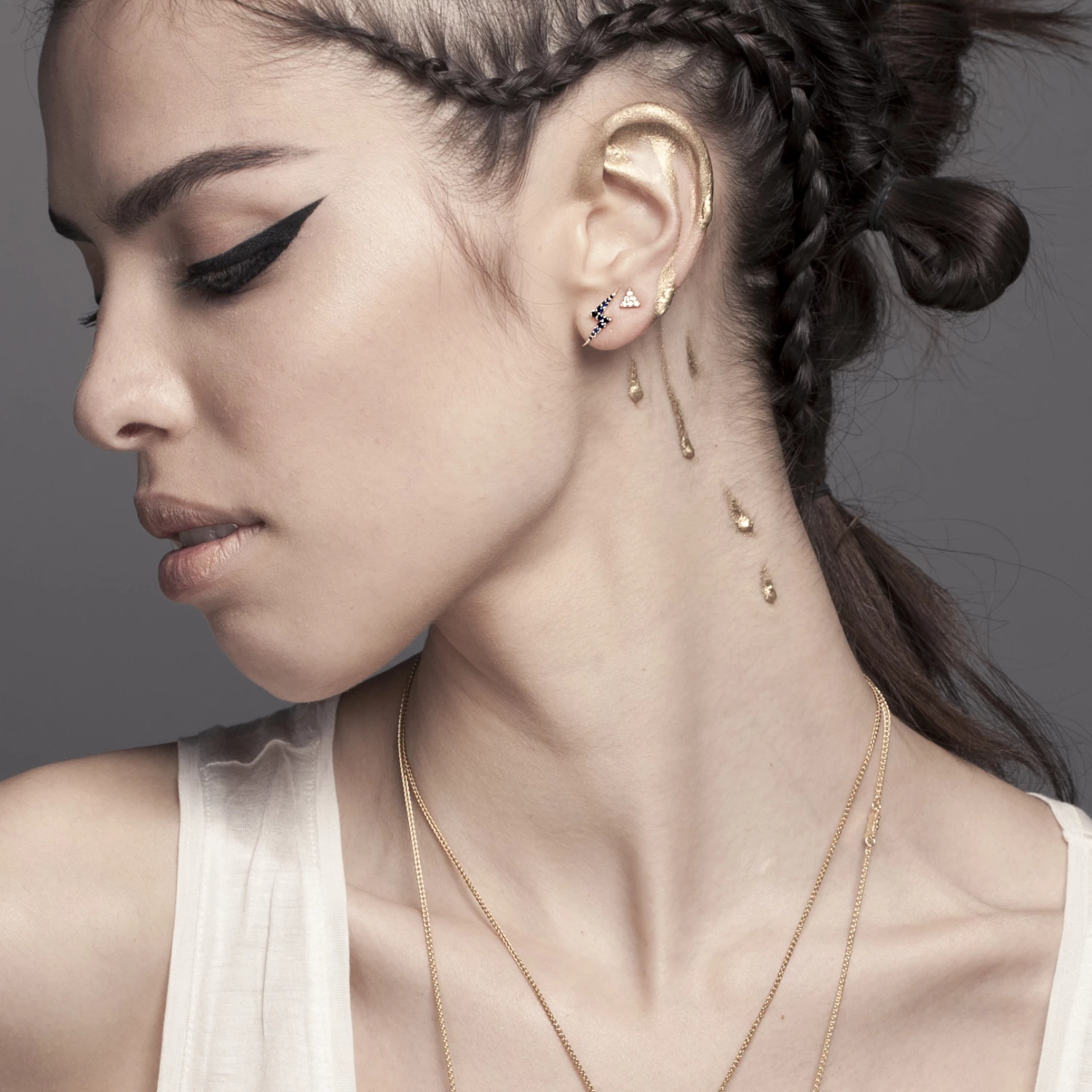 Zoe and Morgan Mini Pyramid White Gold and Diamond Stud 3 Zoe and Morgan Mini Pyramid White Gold and Diamond Stud