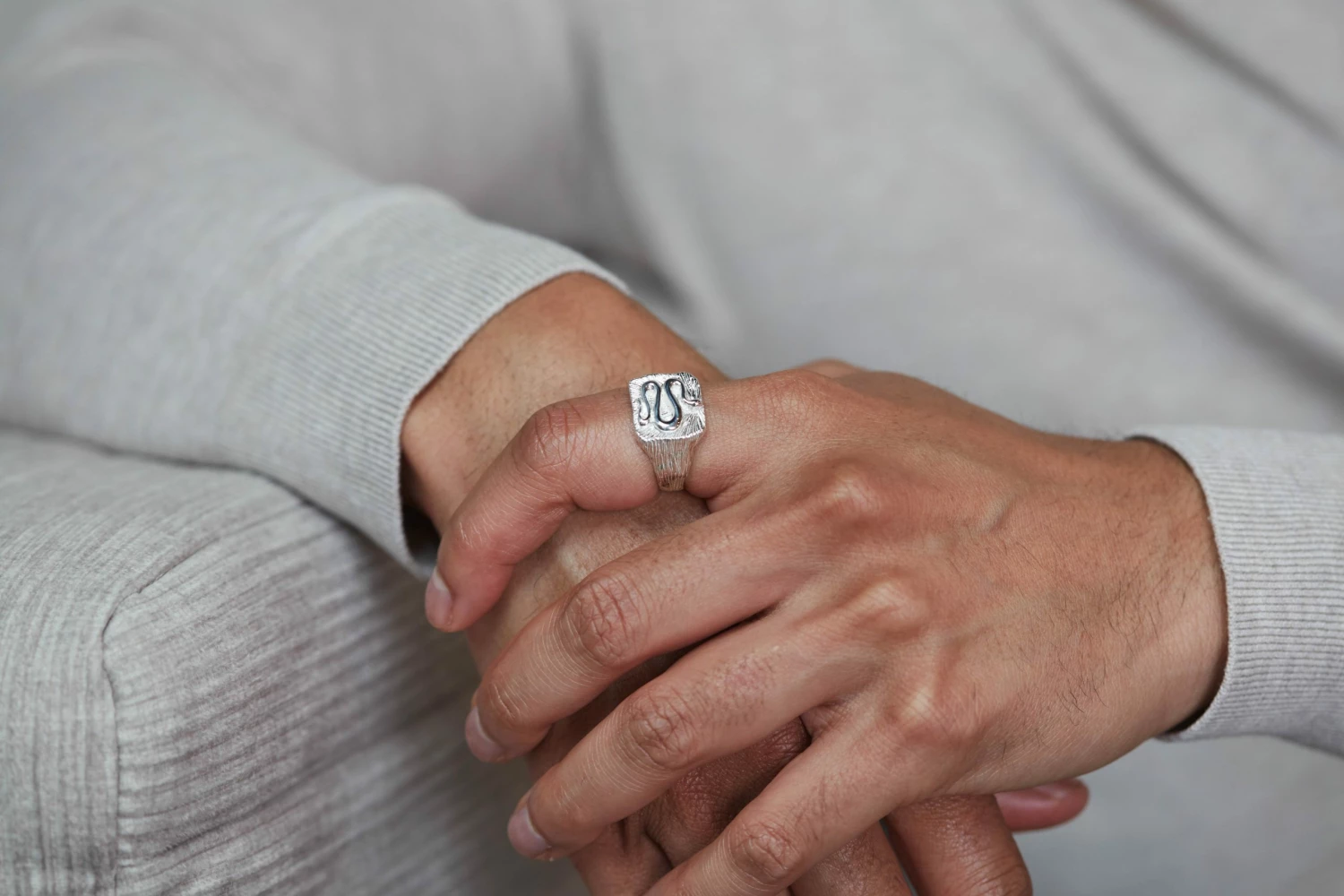 Zoe and Morgan Wisdom Mens Signet Ring Silver 2 Zoe and Morgan Wisdom Mens Signet Ring Silver