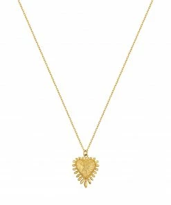 Zoe and Morgan Heart Rays Necklace Gold