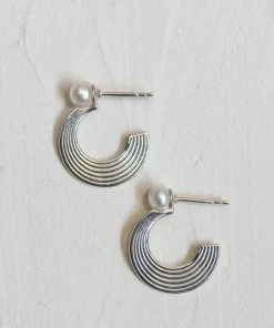 Zoe and Morgan Delphina Silver Pearl Hoop