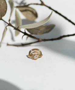 Zoe and Morgan Gold With White Zircon Golden Hour Ring