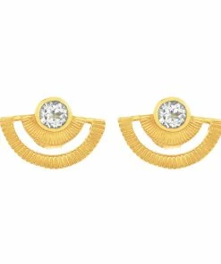 Zoe and Morgan Gold With White Zircon Golden Hour Earrings 7 Zoe and Morgan Gold With White Zircon Golden Hour Earrings