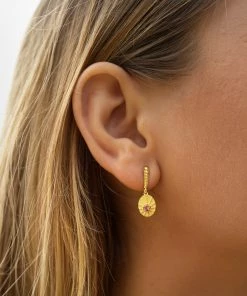 Zoe and Morgan Kina Earrings Gold with Pink Tourmaline 8 Zoe and Morgan Kina Earrings Gold with Pink Tourmaline