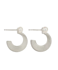 Zoe and Morgan Delphina Silver Pearl Hoop