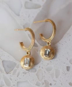 Zoe and Morgan Vera Earrings Gold with White Topaz