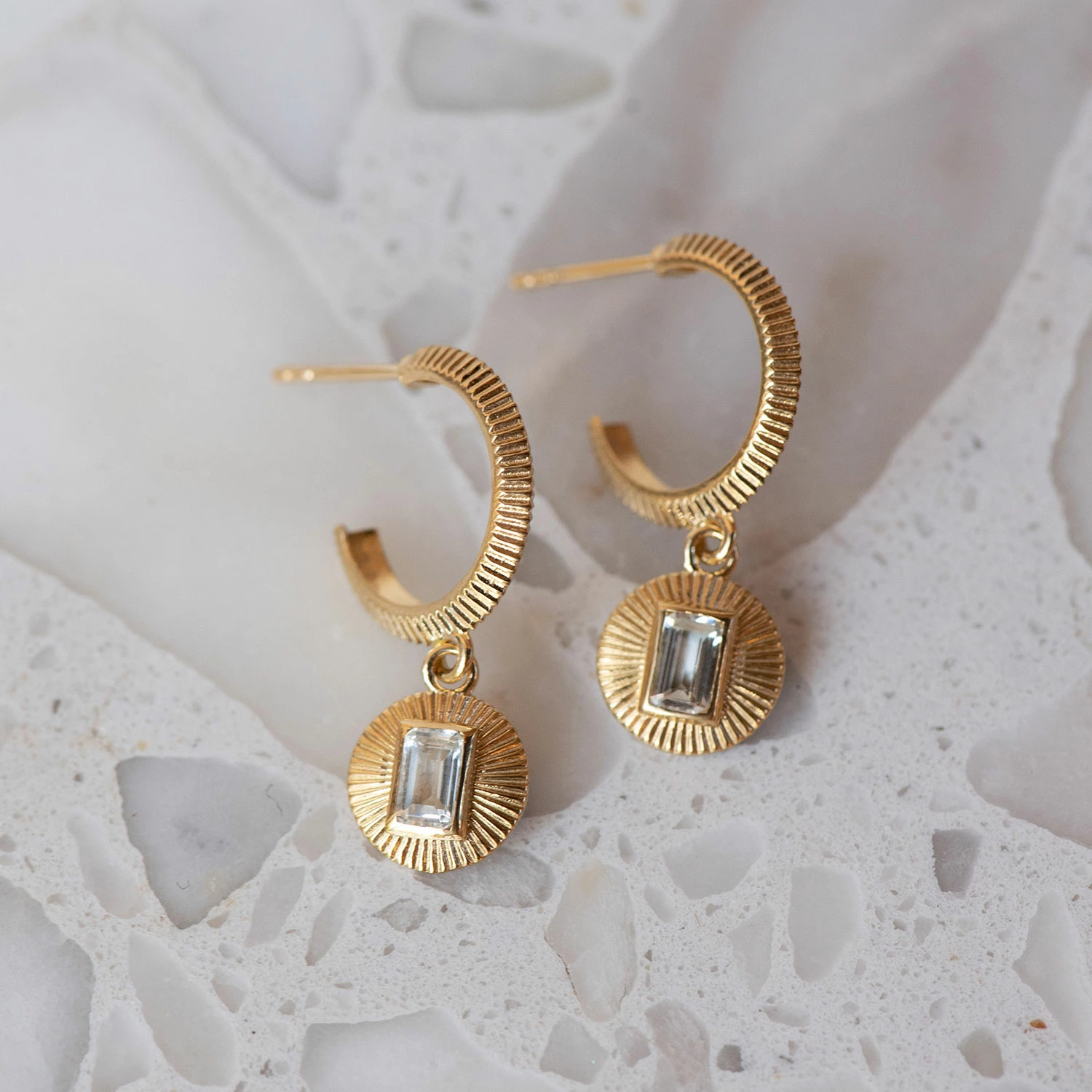 Zoe and Morgan Vera Earrings Gold with White Topaz 1 Zoe and Morgan Vera Earrings Gold with White Topaz