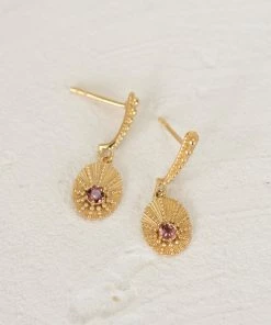 Zoe and Morgan Kina Earrings Gold with Pink Tourmaline