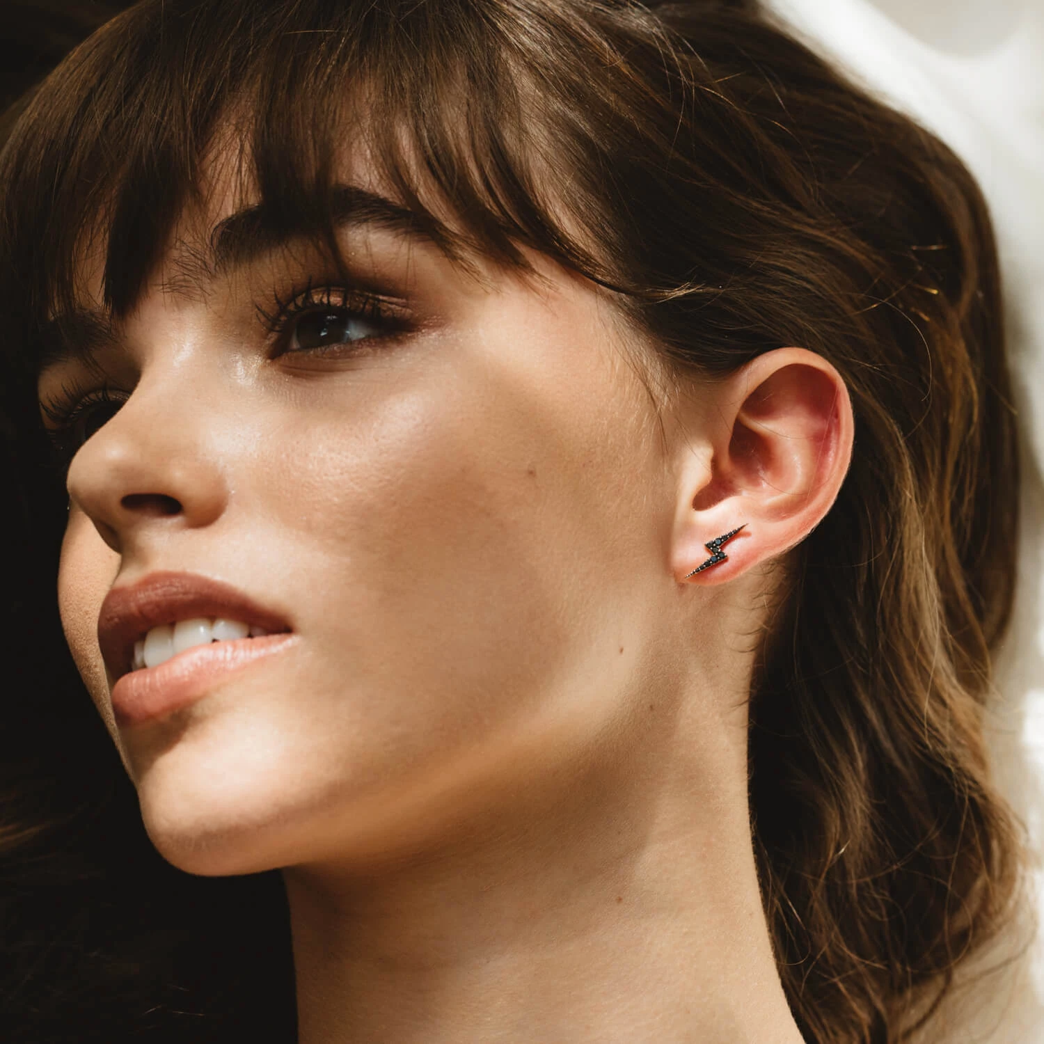 Zoe and Morgan Gold Zap Lightning Black Diamond Single Stud Earring 2 Zoe and Morgan Gold Zap Lightning Black Diamond Single Stud Earring