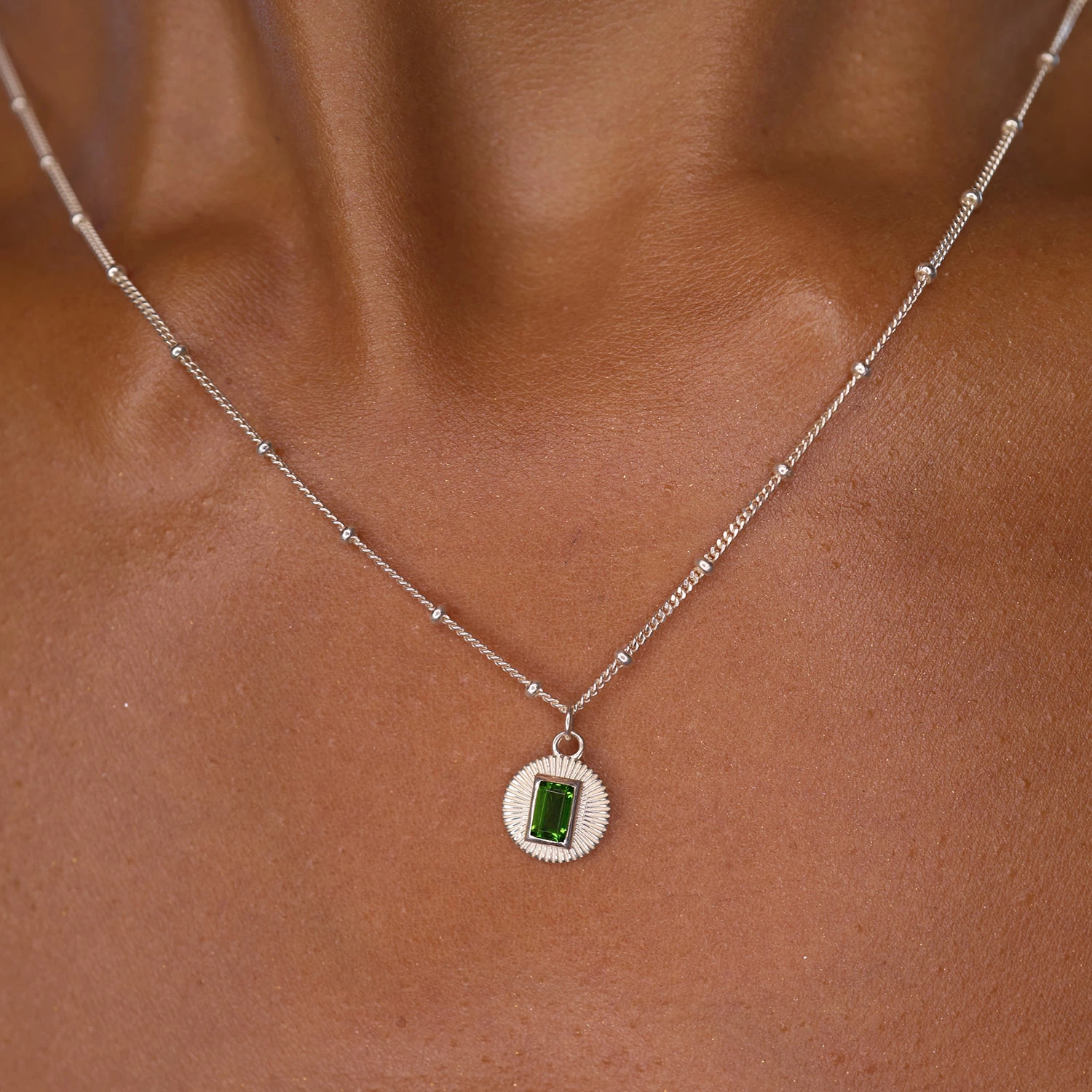 Zoe and Morgan Vera Necklace Silver with Chrome Diopside 2 Zoe and Morgan Vera Necklace Silver with Chrome Diopside