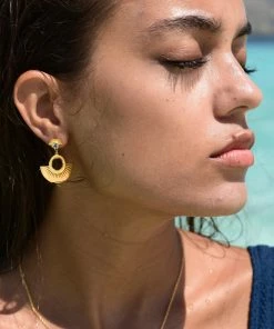 Zoe and Morgan Gold With White Zircon Pocket Full Of Sunshine Earrings