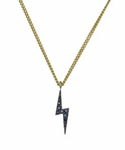 Zoe and Morgan Gold Zap Lightning Black Diamond Necklace 5 Zoe and Morgan Gold Zap Lightning Black Diamond Necklace