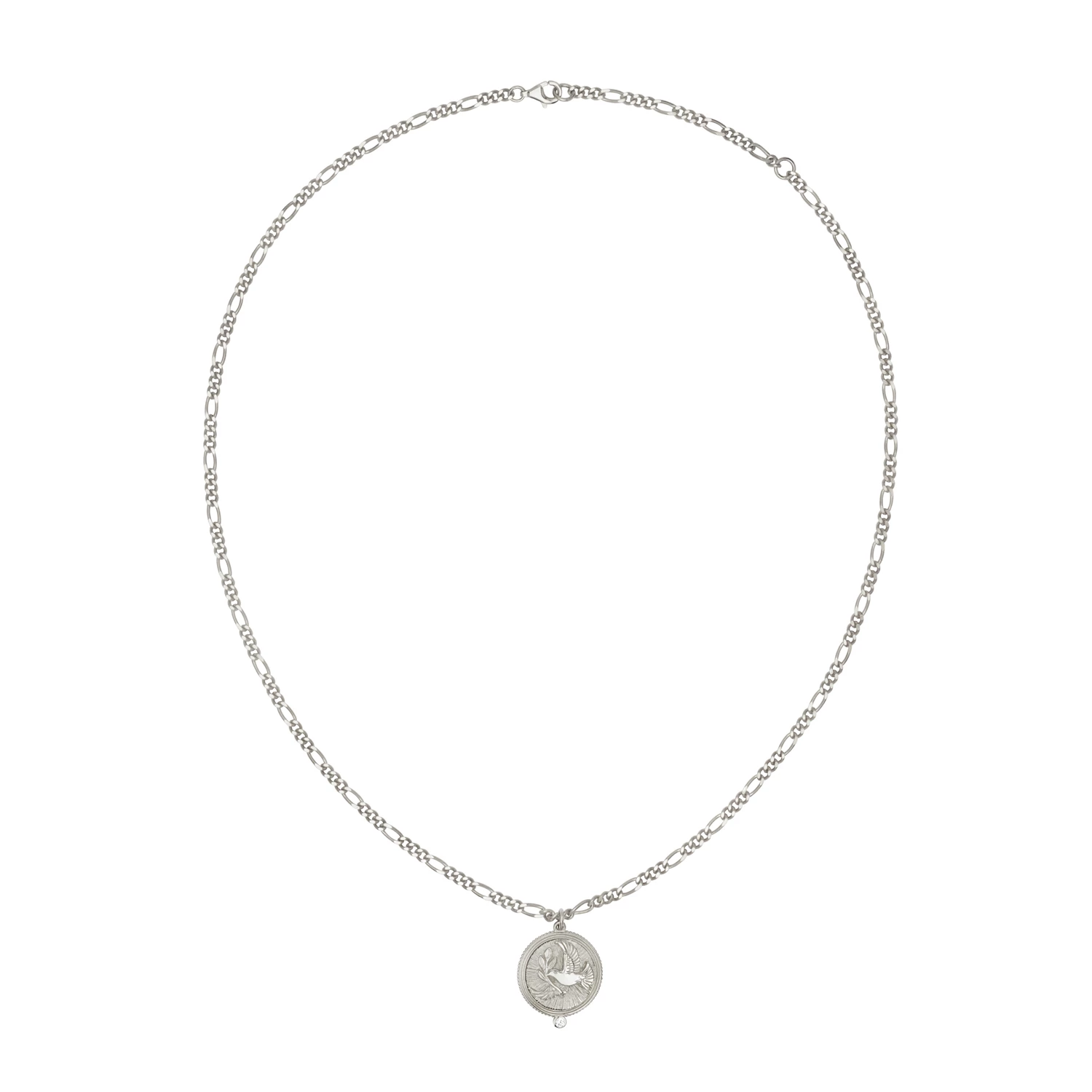 Zoe and Morgan Peace Necklace Silver with White Zircon 5 Zoe and Morgan Peace Necklace Silver with White Zircon