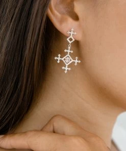 Zoe and Morgan Sura Earrings Natural White Zircon Silver