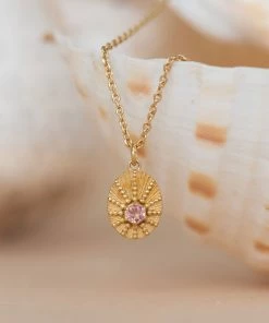 Zoe and Morgan Kina Necklace Gold and Pink Tourmaline